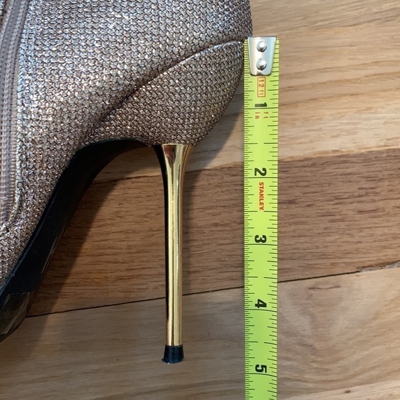 DEB Glitter Stiletto High Heel Ankle Booties w/ Side Zipper Gold Women’s 6 - Picture 6 of 15